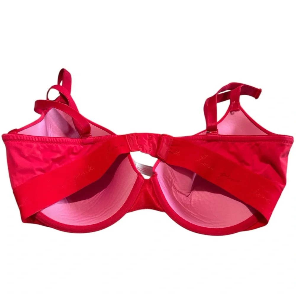 PINK VICTORIA’s SECRET Wear Everywhere Wireless Push UP Bra in RED 36DD -- COMFY
